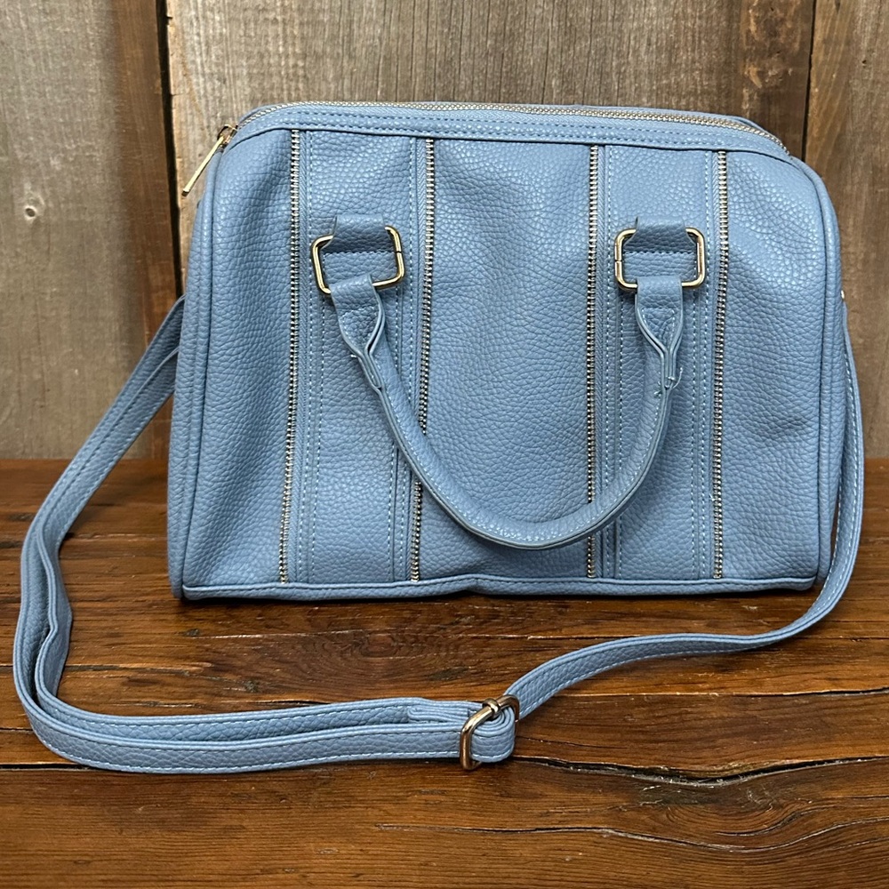 NWOT Rue21 Zipper Trim Satchel in Blue with Gold Accents Crossbody